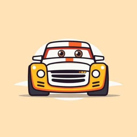 Cute cartoon racing car. Vector illustration in a flat style.