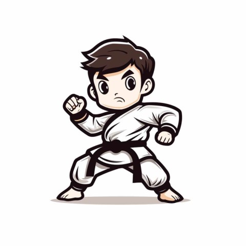 Karate boy cartoon vector illustration. Martial arts. taekwondo.