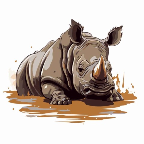 rhinoceros. vector illustration. isolated on white background.