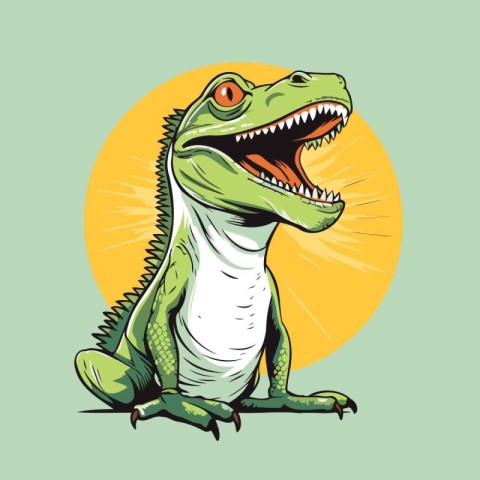 Funny cartoon crocodile with open mouth. Vector illustration for