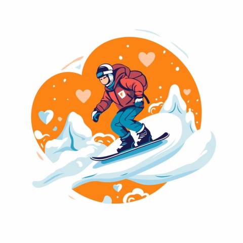 Snowboarder on a snowboard. Extreme winter sport vector illustra