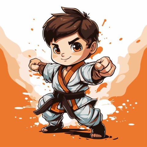 Karate boy in kimono. Vector illustration for your design