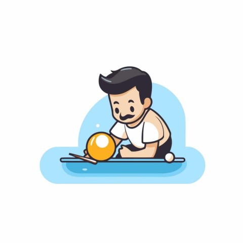 Man playing table tennis. Vector illustration in flat style isol