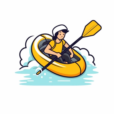Kayaking. Canoeing. Vector illustration in cartoon style.