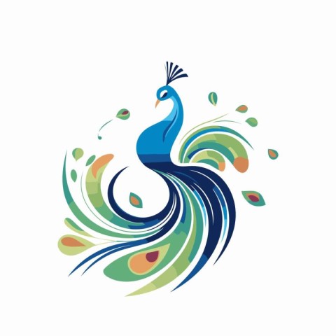 Peacock logo vector template. Colorful peacock bird logo.