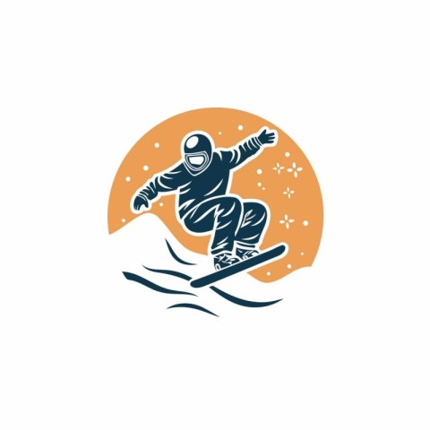 Snowboarder icon. Vector illustration of snowboarder in action.