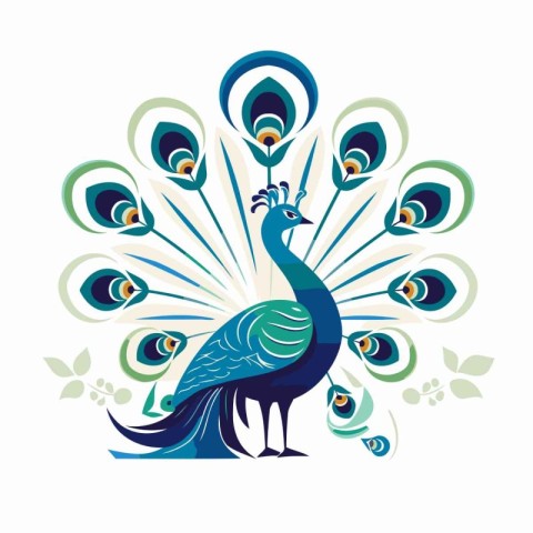 Peacock with peacock feathers. Peacock vector illustration