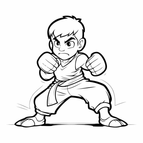 Karate Boy Cartoon Mascot Vector Illustration. Ready for vinyl c