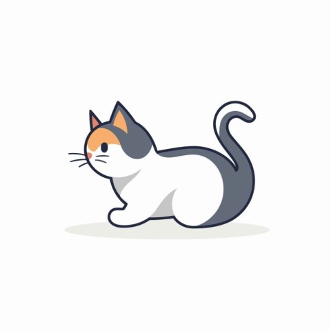 Cute cartoon cat vector illustration. Flat design. Isolated on w