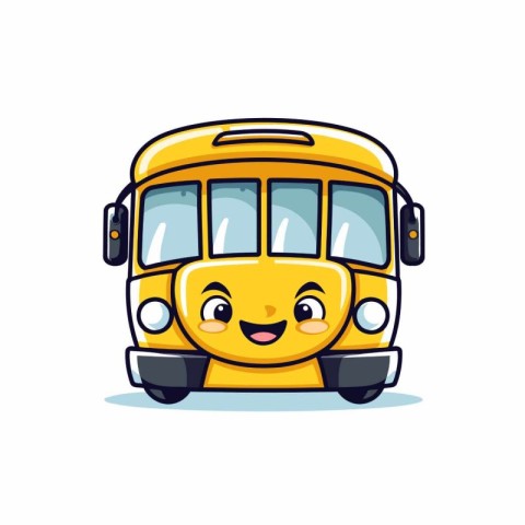 Cute school bus character. Vector illustration isolated on white