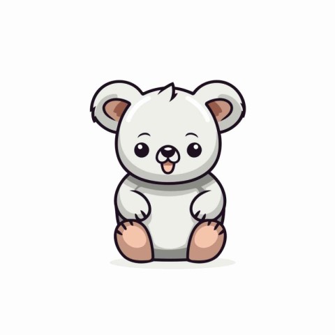 Cute cartoon koala sitting on white background. Vector illustrat