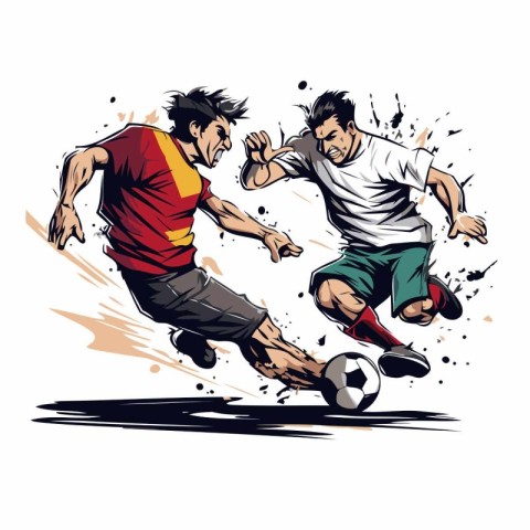 Soccer players in action. vector illustration. Football player k