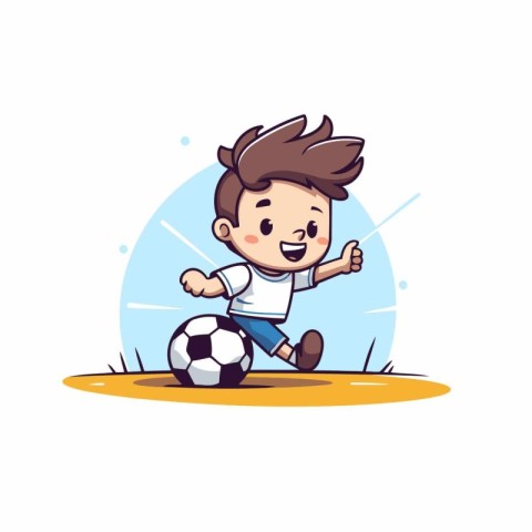 Boy playing soccer cartoon character vector Illustration on a wh