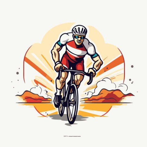 Vector illustration of a cyclist riding a bicycle on a backgroun