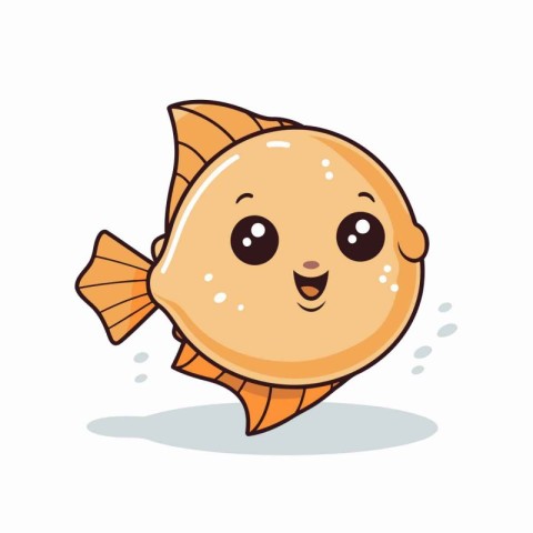 Cute kawaii fish character isolated on white background. Vector