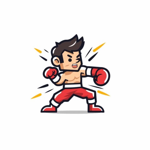 Boxing Mascot Character Illustration. Isolated on White Backgrou