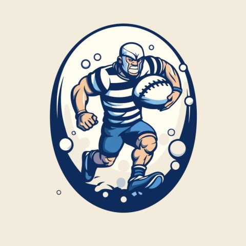 Rugby player with ball. Vector illustration for your design.