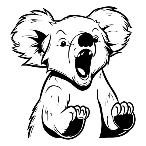 Koala - Black and White Cartoon Illustration. Vector EPS 10