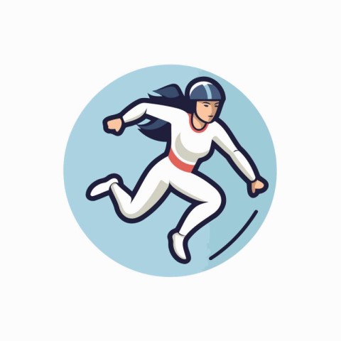 Snowboarder jumping with helmet. Winter sport icon. Vector illus