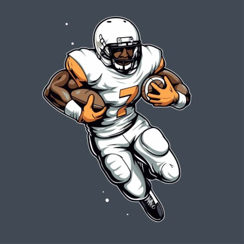 American football player in action. Vector illustration for t-sh