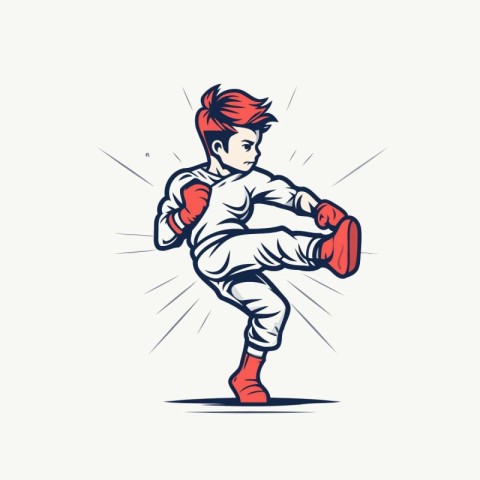 Vector illustration of a kickboxer man in boxing gloves. Martial