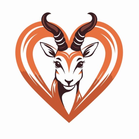 vector image of a goat in the shape of a heart on a white backgr