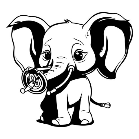 Elephant with a stethoscope. Vector illustration on white backgr