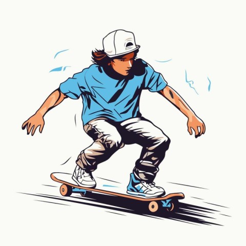 Skateboarder in action. sketch for your design. Vector illustrat