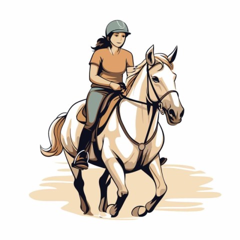 Girl riding a horse. Vector illustration of a girl riding a hors