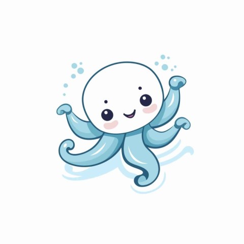 Cute cartoon octopus. Vector illustration isolated on white back