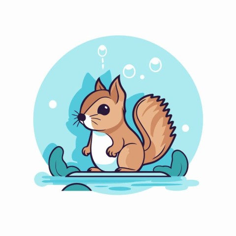 Squirrel cartoon character. Vector illustration of a cute little