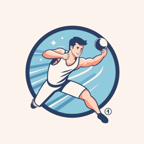 Illustration of a rugby player throwing ball viewed from front s