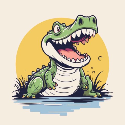 Cartoon crocodile character. Vector illustration of a cute croco