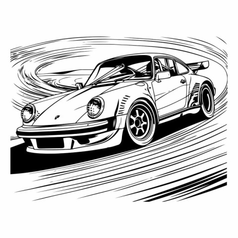 Vintage Sports Car. Vector illustration ready for vinyl cutting