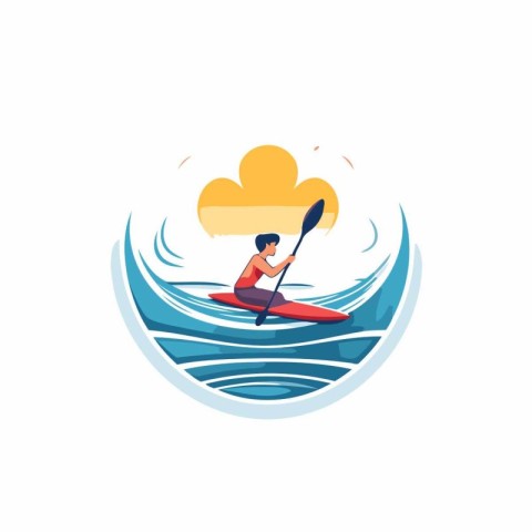 Kayaking vector icon. Canoeing logo. Vector illustration.