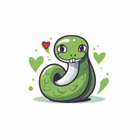 Cute snake with hearts. Vector illustration. Isolated on white b