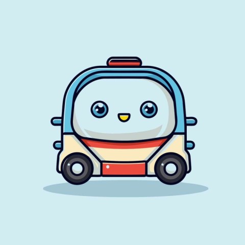 Cute cartoon car vector illustration. Cute funny cartoon car.