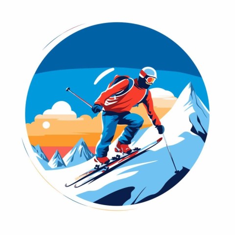 Snowboarder in the mountains. Winter sports. Vector illustration