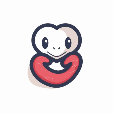 Cute snake with a heart. Vector illustration in flat style.