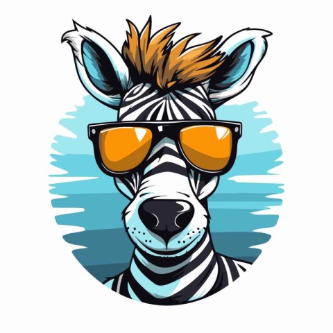 Zebra with sunglasses. Vector illustration of a zebra in sunglas