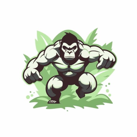 Mascot illustration of a strong gorilla flexing his muscles on a