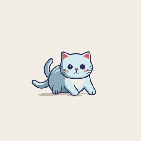 Cute cartoon cat isolated on a white background. Vector illustra