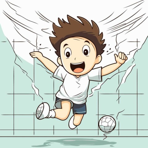 Illustration of a Kid Boy Playing Soccer in the Football Game -