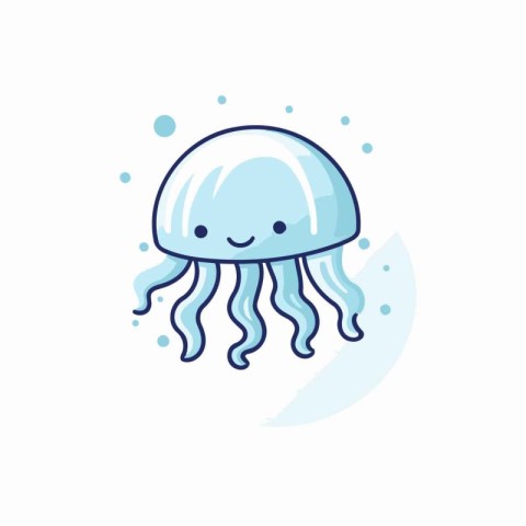 Cute cartoon jellyfish. Vector illustration. Isolated on white b