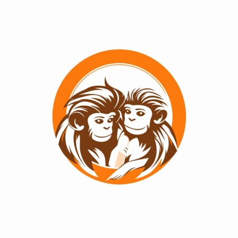 Monkey family logo design template. Vector illustration of monke