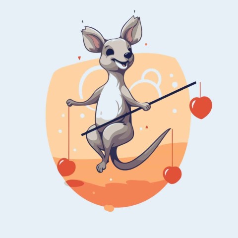 Kangaroo with bow and arrow. Vector illustration in cartoon styl