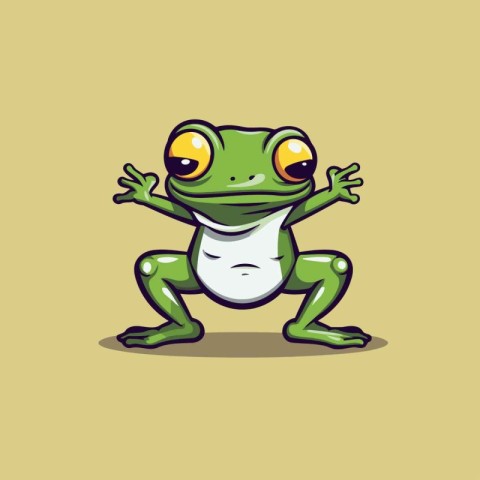 Frog cartoon mascot. Vector illustration of green frog mascot fo