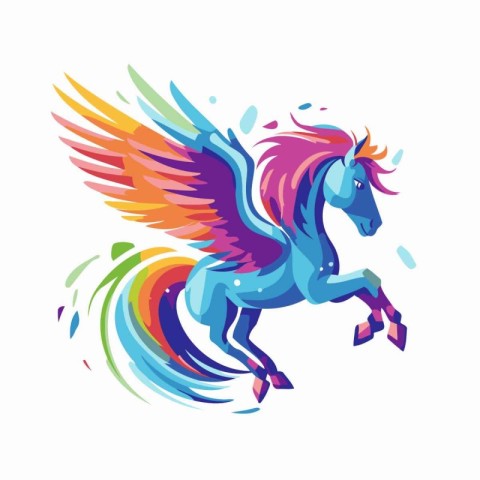 Unicorn with wings. Vector illustration isolated on white backgr