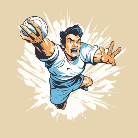 Vector illustration of a soccer player with a ball in his hand.