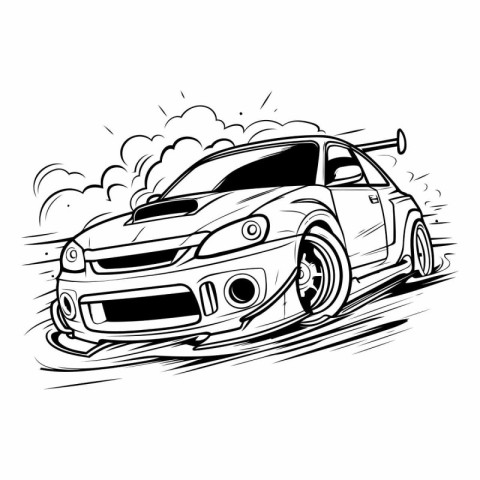 Vector illustration of a sports car on a white background with c